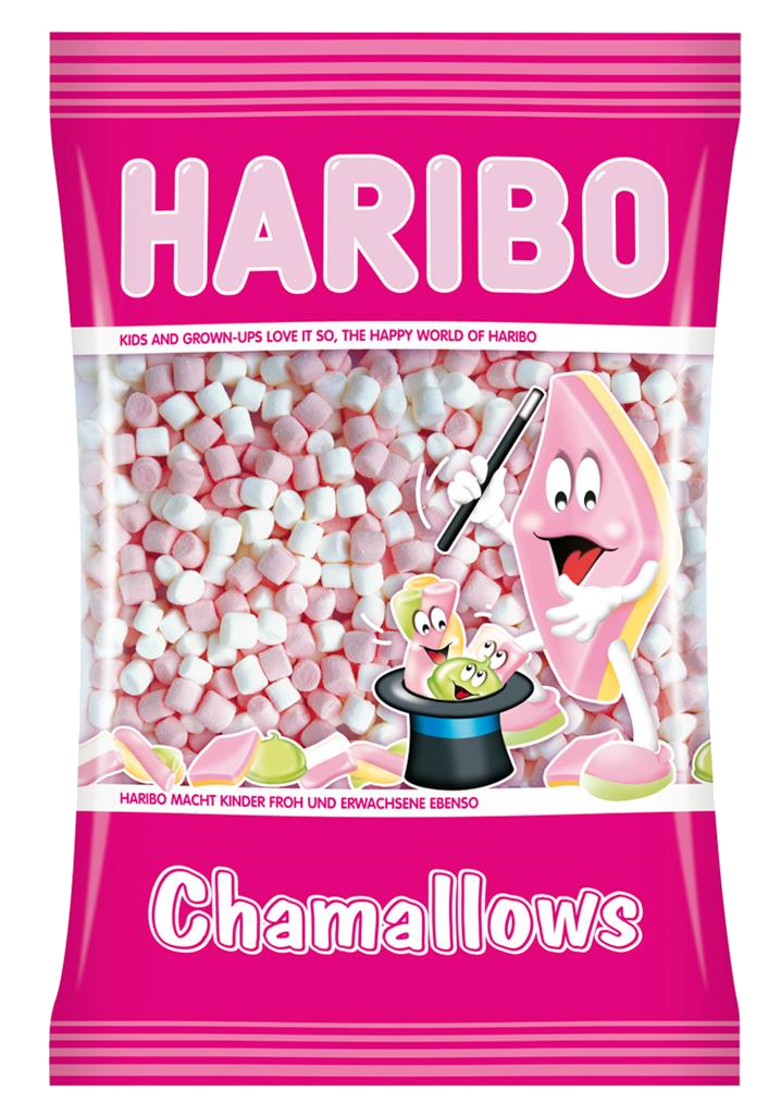 Haribo Chamallows mini blanc/rose 1kg - Warlop Horeca Service